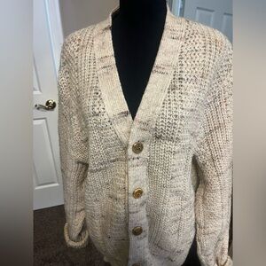 Pendleton 100% Wool Oatmeal Knit Cardigan Size Medium